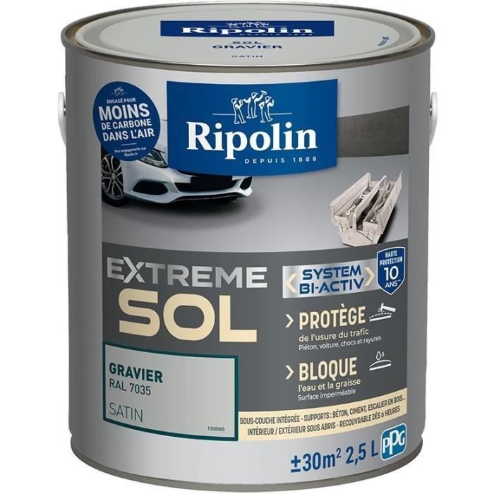 RIPOLIN Interior & Exterior Floor Paint - Gravel Ral 7035 Satin, 2,5L