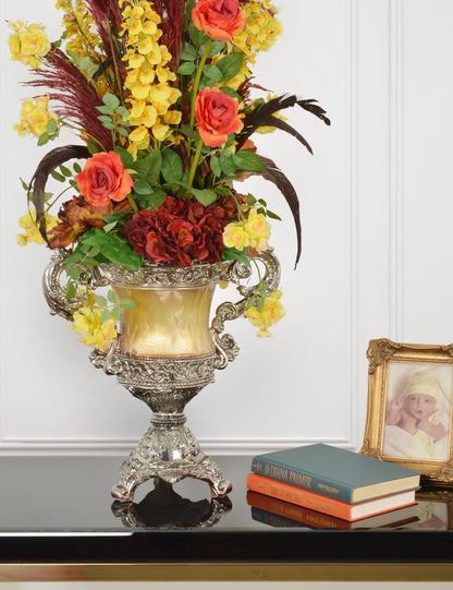 Crinkled Silver Handled Urn
