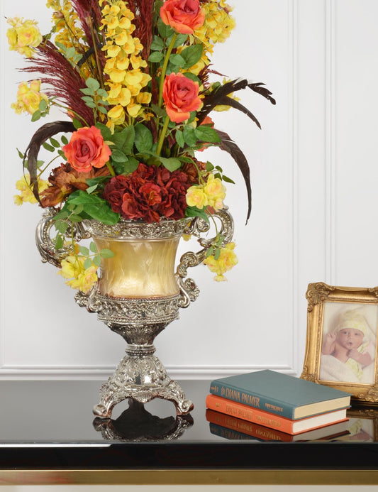 Crinkled Silver Handled Urn