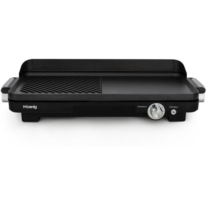 Hkoenig GRX330 - Double zones plancha - 50x25cm - 1800W - Anti -adhesive revealing - Grill Turbo Function - Adjustable thermostat