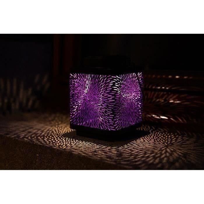 Solar lantern - GARDEN ID Attract - Mauve 11 x 11 h15 cm - 6 to 8 hours autonomy - Mobile - On/off button.