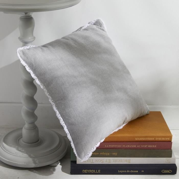 Cushion - TODAY - CHARME - Chambray x Dentelle Capucine - 40 x 40 cm