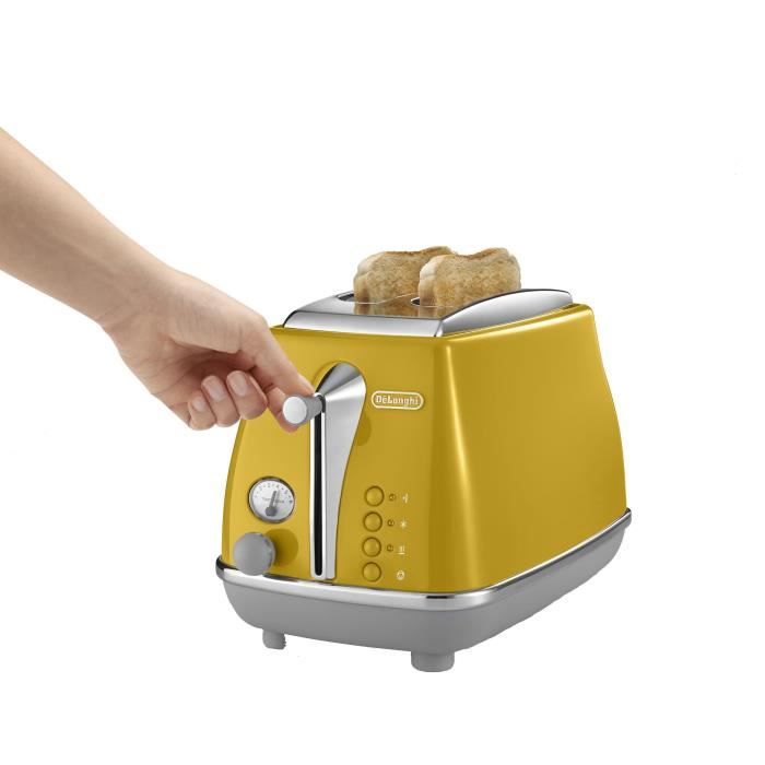 DELONGHI ICONA CAPITALS Toaster 2 slices - 900W - 3 function toaster - Pastry warmer included - Yellow