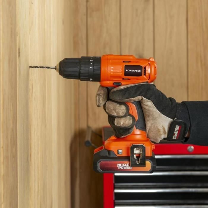 Cordless Impact Drill - Dual Power - POWDPO1110 - 3 in 1 - 20V - With battery & charger
