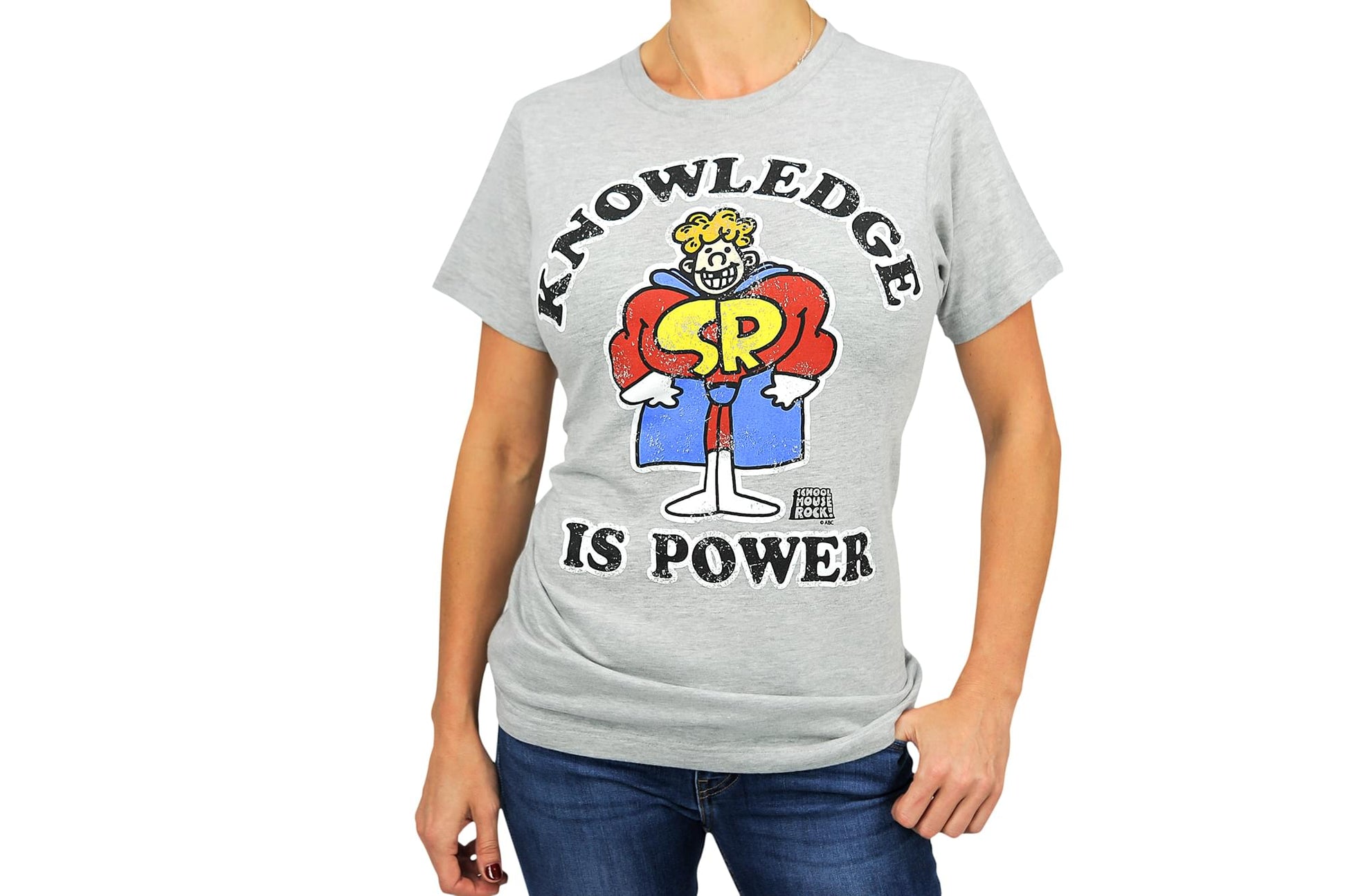 Schoolhouse Rock! “Knowledge Is Power” Adult T-Shirt - Grey S