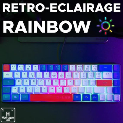 Gaming keyboard - THE G-LAB - KEYZ-HYDRO-BWR/FR - 60% membrane 3 key colors Blue-White-Red