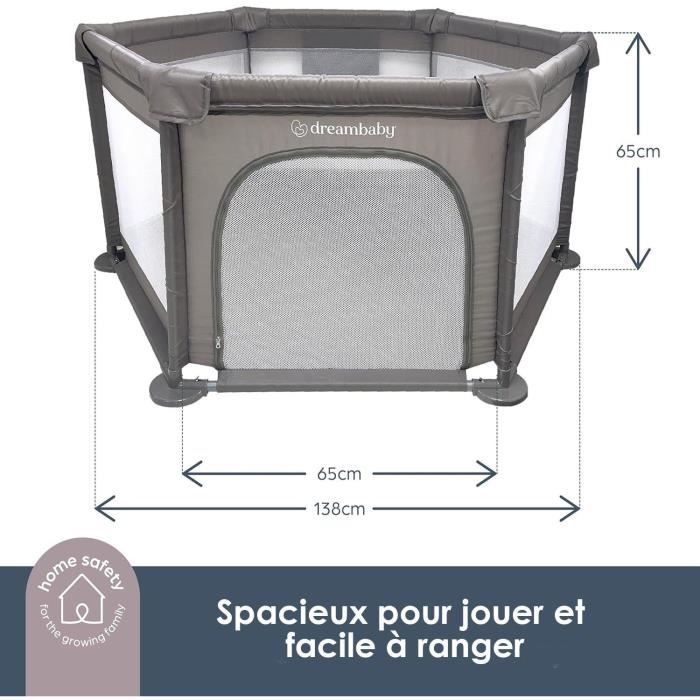 Explore Park - DREAMBABY - 6 sides with fabric base and padded frame - Ø 1.40 m - H 70 cm - Taupe