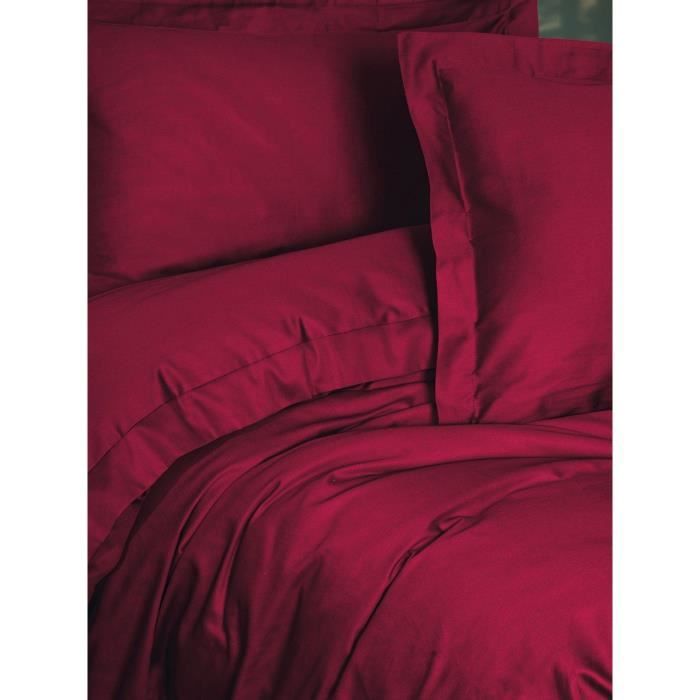 Bedding set - 1 duvet cover 220 x 240 cm + 2 pillowcases 60 x 60 cm - 100% cotton satin - Red