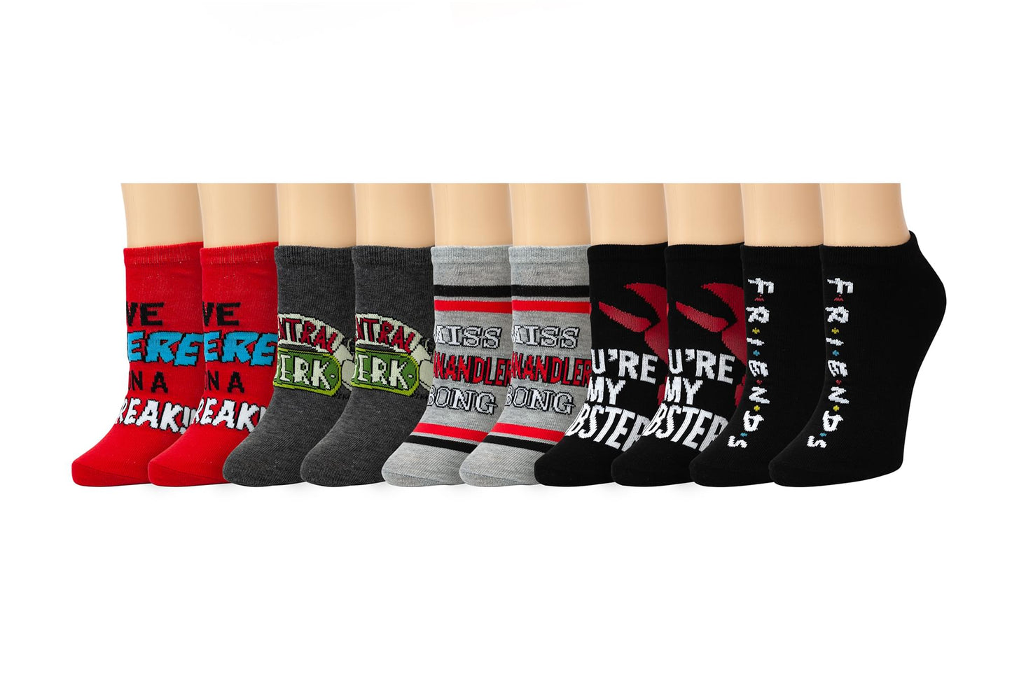 Friends TV Series Themed Quotes Novelty Ankle Socks for Men & Women - 5 Pairs