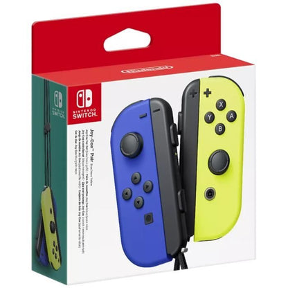 Pair of Joy-Con left blue and right neon yellow joysticks