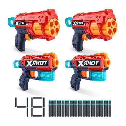 Blasters Pack - ZURU - Combo Pack 2 Kickback + 2 Reflex 6 - Powerful blasters with 27 meter shot and rotating barrel