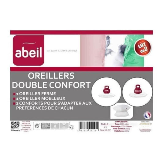 ABEIL Set of 2 pillows DOUBLE COMFORT 100% Cotton 60x60cm