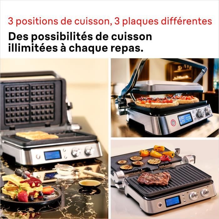 Multifunction grill - BRAUN - Multi Pro 9 - 2000 W - 3 heating positions - Black / Steel