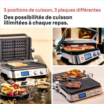 Multifunction grill - BRAUN - Multi Pro 9 - 2000 W - 3 heating positions - Black / Steel