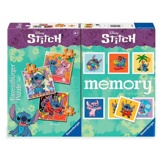 Disney Stitch 3 puzzles + memory multipack