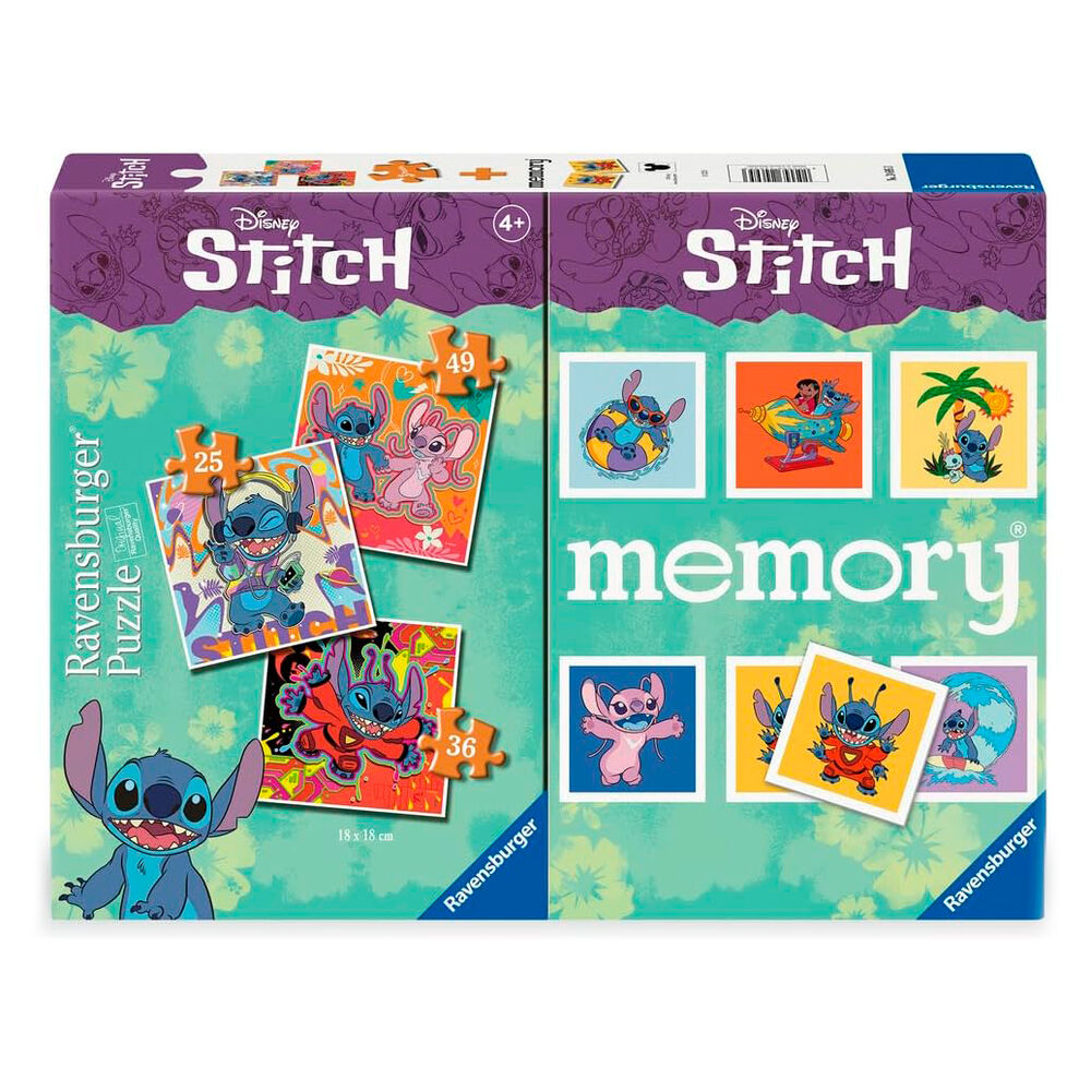 Disney Stitch 3 puzzles + memory multipack