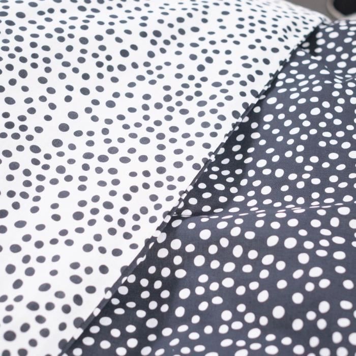 TODAY bed set - duvet cover 140x200 + 2 pillowcases 63x63 - 1 person - FUNNY2.8 - White and black