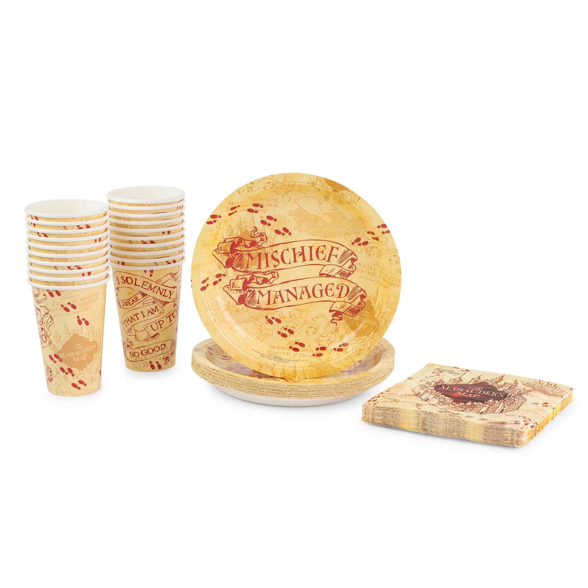 Harry Potter Marauder's Map 60-Piece Party Tableware Set | Cups, Plates, Napkins