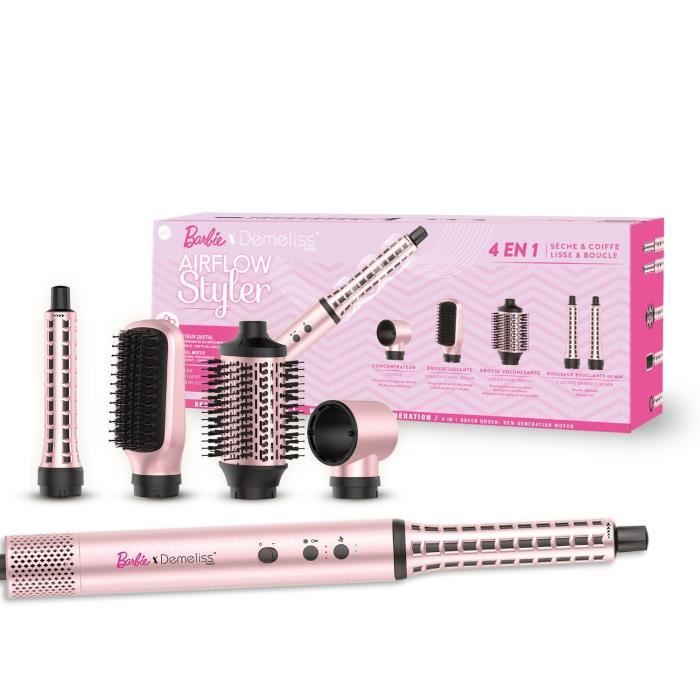 Blow-drying brush - DEMELISS - Air Flow Styler Barbie Edition - 3 speeds - Pink