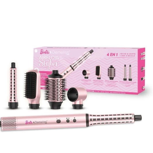 Blow-drying brush - DEMELISS - Air Flow Styler Barbie Edition - 3 speeds - Pink