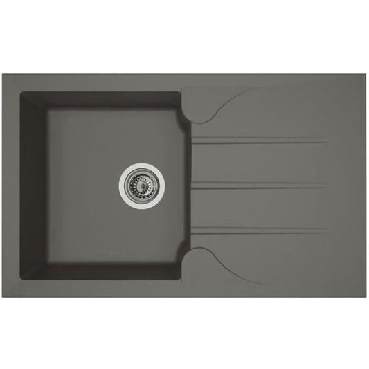 Stradour Sink Kitchen Eating 1 Bac + 1 Aloa Drautary - Resin - 81 x 50 cm - Concrete gray