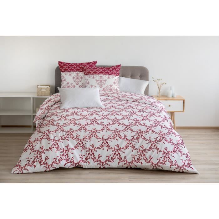 Duvet set 240x260 cm HOME LINGE PASSION FRISE: Duvet cover + 2 pillowcases - 100% Cotton 57 thread count - Burgundy