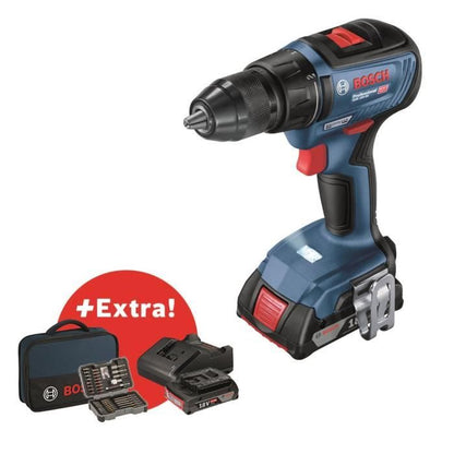 Bosch Professional GSR 18V-50 drill-driver + 2 x 2.0Ah batteries + GAL 18V-20 charger + 43 accessories + Bag