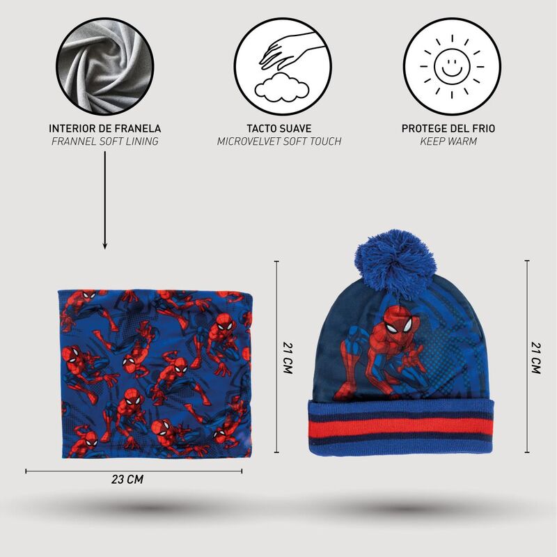 Marvel Spiderman winter set snood hat gloves