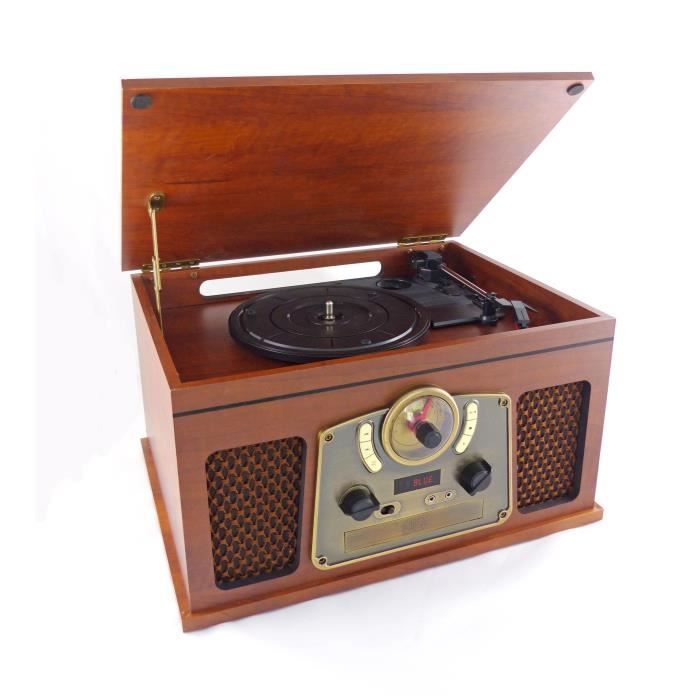 INOVALLEY RETRO10E-BTH-N - Retro Hi-Fi system - Bluetooth connectivity, USB, Vinyls, CD, K7 audio, FM Radio, Aux-In - Aged wood