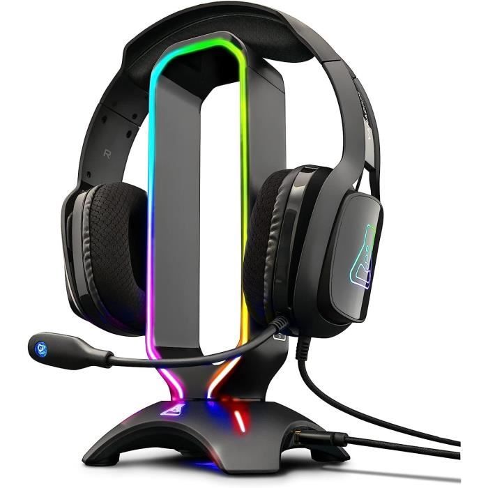 THE G-LAB Universal RGB gaming headset stand with 2 USB ports