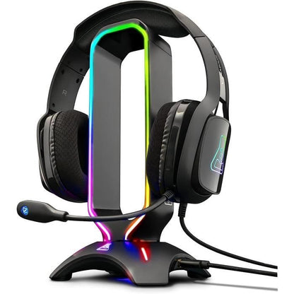 THE G-LAB Universal RGB gaming headset stand with 2 USB ports