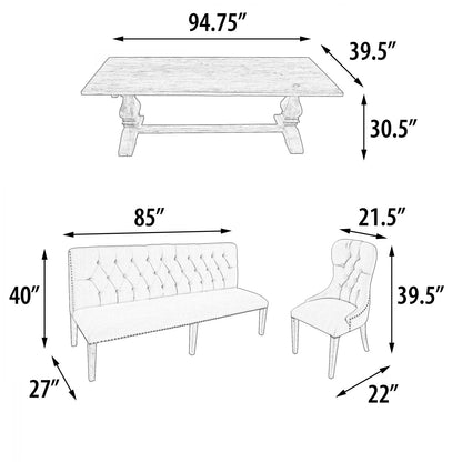 Inverness Farmhouse Bench Dining Table Set of 7 (KIT)