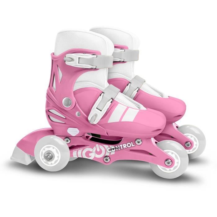 2-in-1 Inline Skates - STAMP - SKIDS CONTROL - 3 Wheels - Size 27-30 - Pink