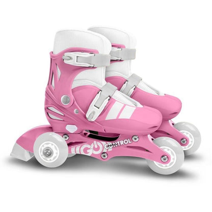 2-in-1 Inline Skates - STAMP - SKIDS CONTROL - 3 Wheels - Size 27-30 - Pink