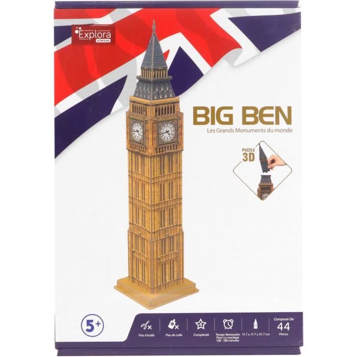3D Puzzle - Big Ben - Construction Game - EXPLORA - 44 pieces - Ages 5 and up