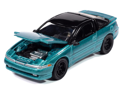 1991 Mitsubishi Eclipse GSX Tennessee Blue Metallic with Black Top "Import Legends" Series 1/64 Diecast Model Car by Auto World