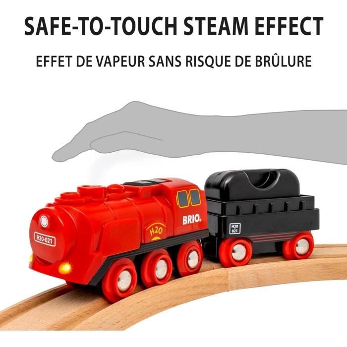 BRIO World - 36017 - Wooden Railway - RAVENSBURGER - Red - Battery-Powered Steam Locomotive