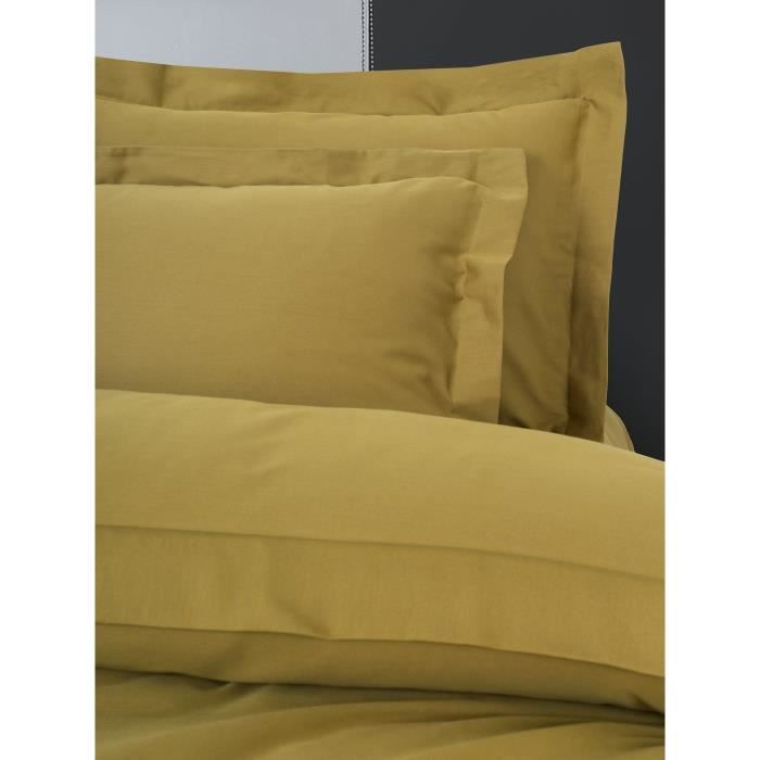 Bedding set - 1 duvet cover 220 x 240 cm + 2 pillowcases 60 x 60 cm - 100% cotton satin - Mustard
