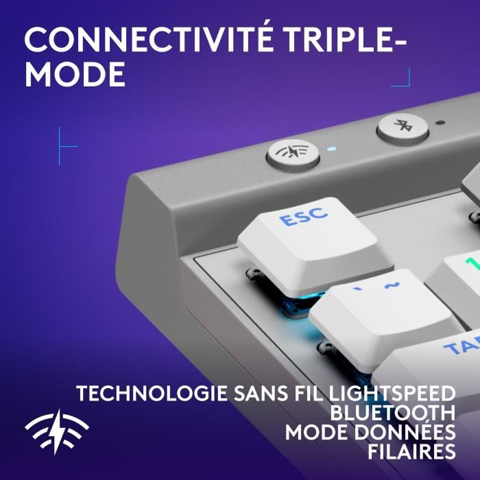 Logitech G515 LIGHTSPEED Wireless Keyboard without Numeric Keypad (Brown Switch) - White