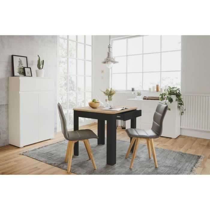 OSLO Table - Rectangular - 4 people - 80 x 77 x 80 cm - Black / Artisan oak