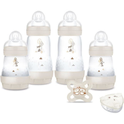 Birth Box - MAM - 4 Baby Bottles + 1 Pacifier + 1 Dosing Box - Sand