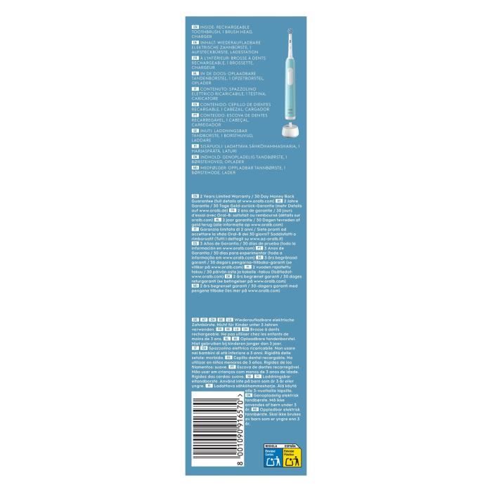 Electric toothbrush - ORAL-B Pro 1 - Sensitive Clean - Blue
