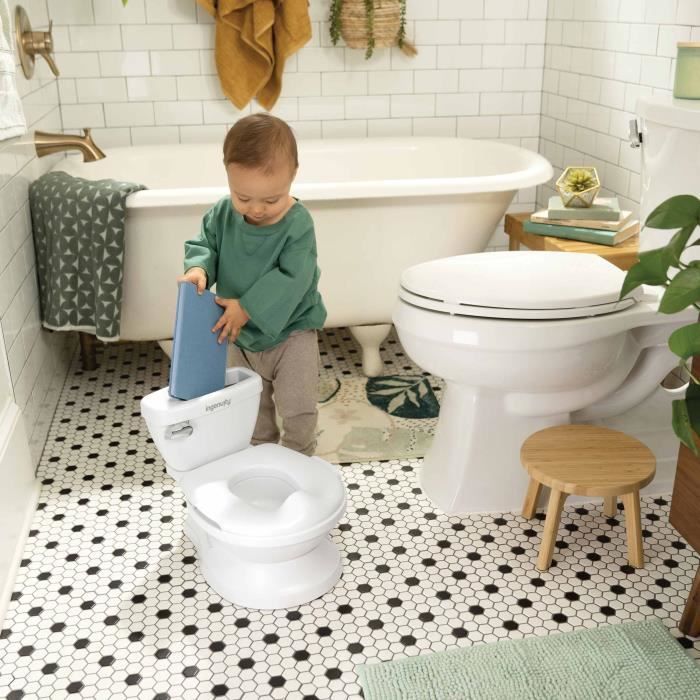 INGENUITY Mini Children's Toilet with Toilet Reducer Included, Musical Flush and Integrated Wipe Storage White