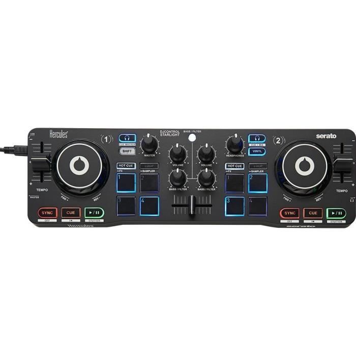 HERCULES STARLIGHT - USB DJ Controller - 4 pads x 4 modes - Integrated sound card - Serato DJ Lite included