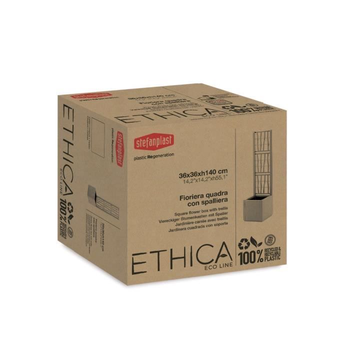 STEFANPLAST - Deluxe flower box - square with mesh stone gray - 43x43xh142cm