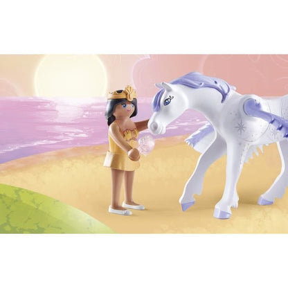 PLAYMOBIL 71361 Winged horse to decorate - Princess Magic - With a princess, a knight and a rainbow to decorate - Ages 4 and up