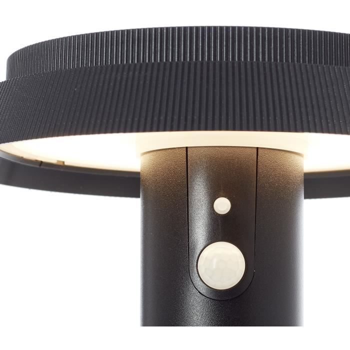 Outdoor bollard - BRILLIANT - ALVERO - LED and solar - Motion detector - Metal and plastic - 4 W - Black