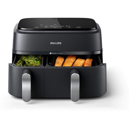 Oil-free fryer - PHILIPS - Airfryer XXL NA351/00 - Double tank 9L - 8 presets - Black