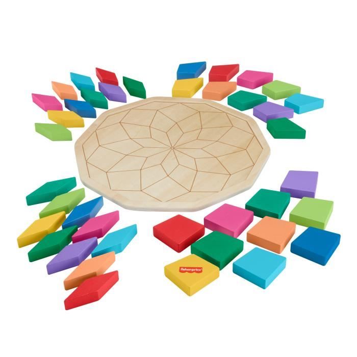 Fisher-Price-Wooden Mandala Puzzle-40 Piece Geometric Pattern Puzzle HXT94