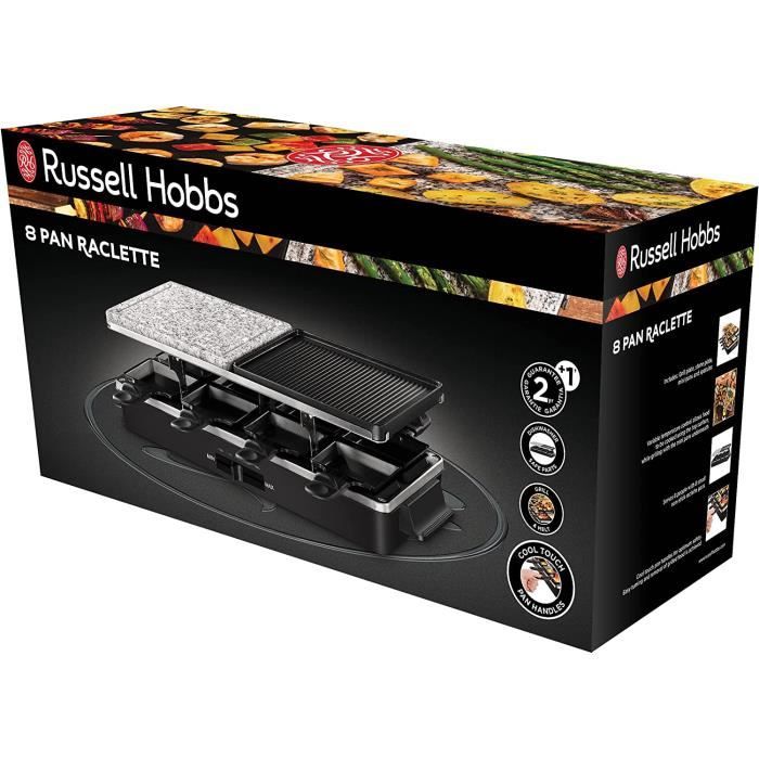 Russell Hobbs Raclette Appliance - 26280-56 - 3 in 1 Multifunction - 8 People - 1400W - Cooking Stone - Reversible Grill